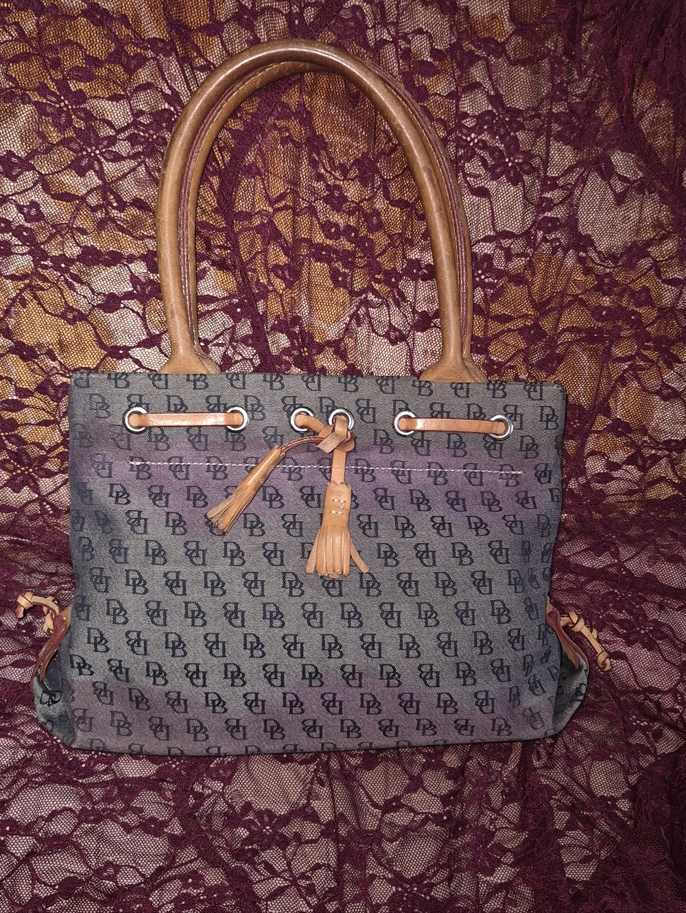 Dooney & Bourke Brown and Black Logo Tote Shoulder Bag
